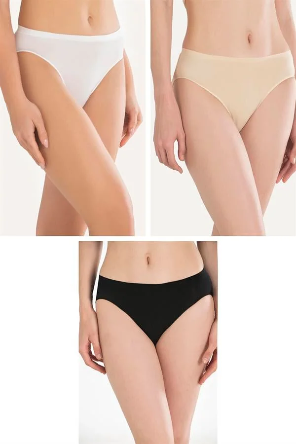 Arias Closet Pamuklu Siyah Beyaz Ten Rengi 3'lü Külot