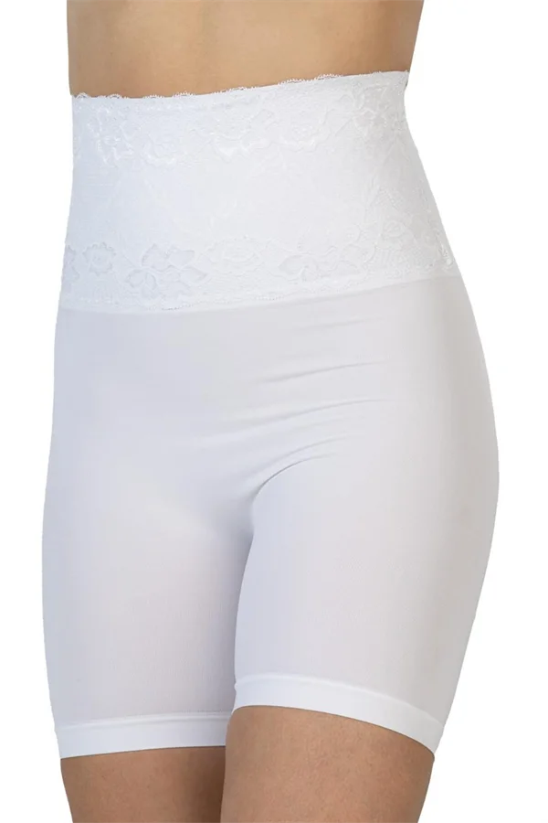 Arias Closet Beyaz MI Emay 2091 Önü Dantelli Yüksek Bel Boxer Korse