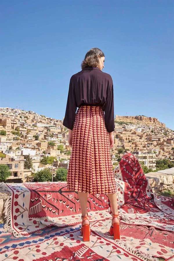 Arias Closet Etnik Desenli Saten Etek Takımı