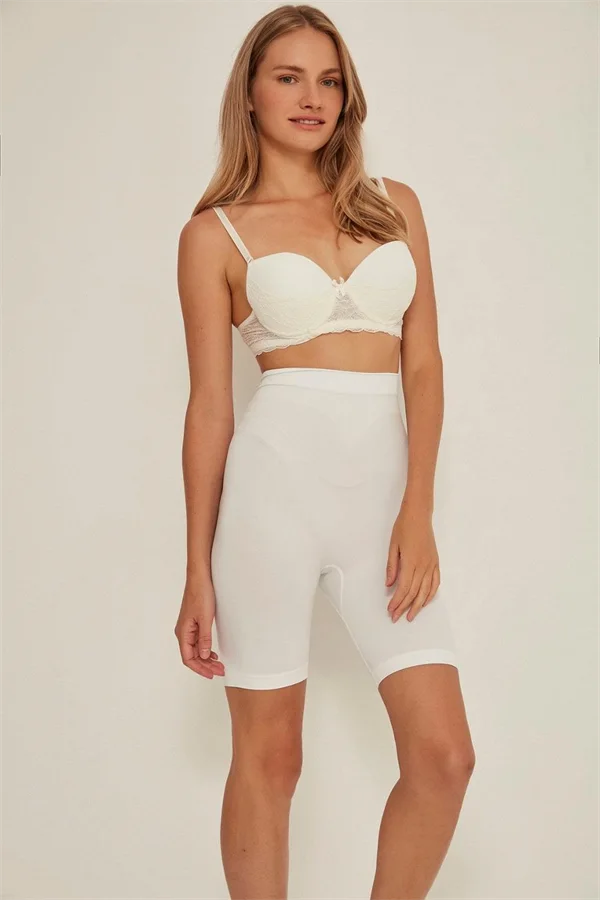 Arias Closet Beyaz MI Emay 3005 Soft Uzun Paçalı Boxer Korse