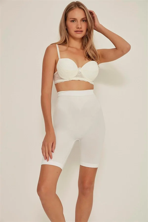 Arias Closet Beyaz MI Emay 3005 Soft Uzun Paçalı Boxer Korse