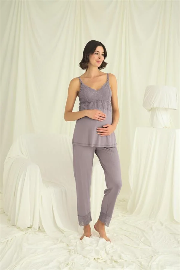 Arias Closet Dantelli Hamile Lohusa 3'lü Pijama Takımı