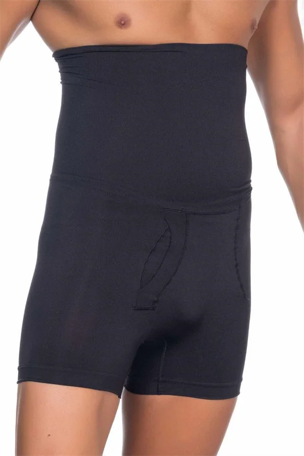 Siyah Seamless Toparlayıcı Erkek Yüksek Bel Double Boxer Korse