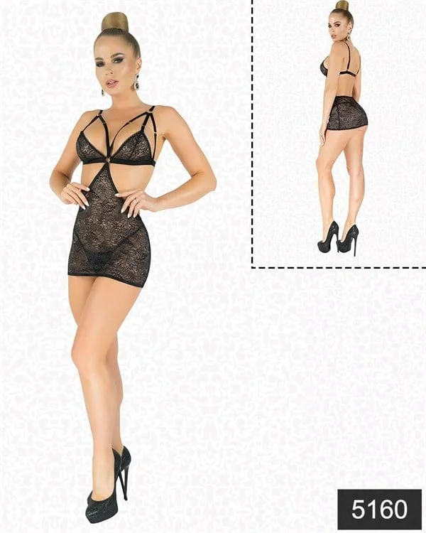 Arias Closet Simli Likralı Dantel Babydoll