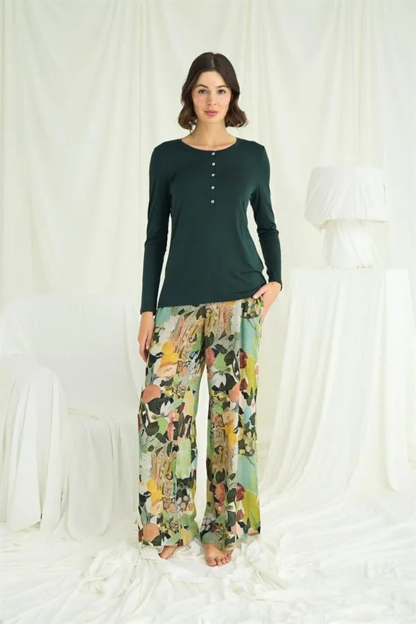 Arias Closet Çiçek ve Yaprak Desenli Pijama Takımı