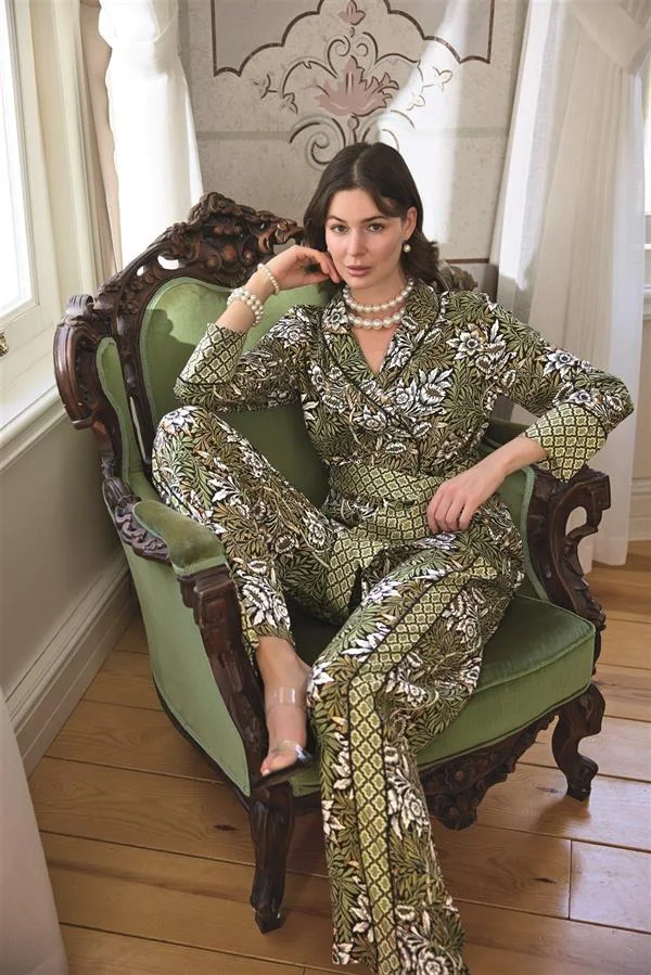 Arias Closet Çiçek Yaprak ve Etnik Desenli Pijama Takımı