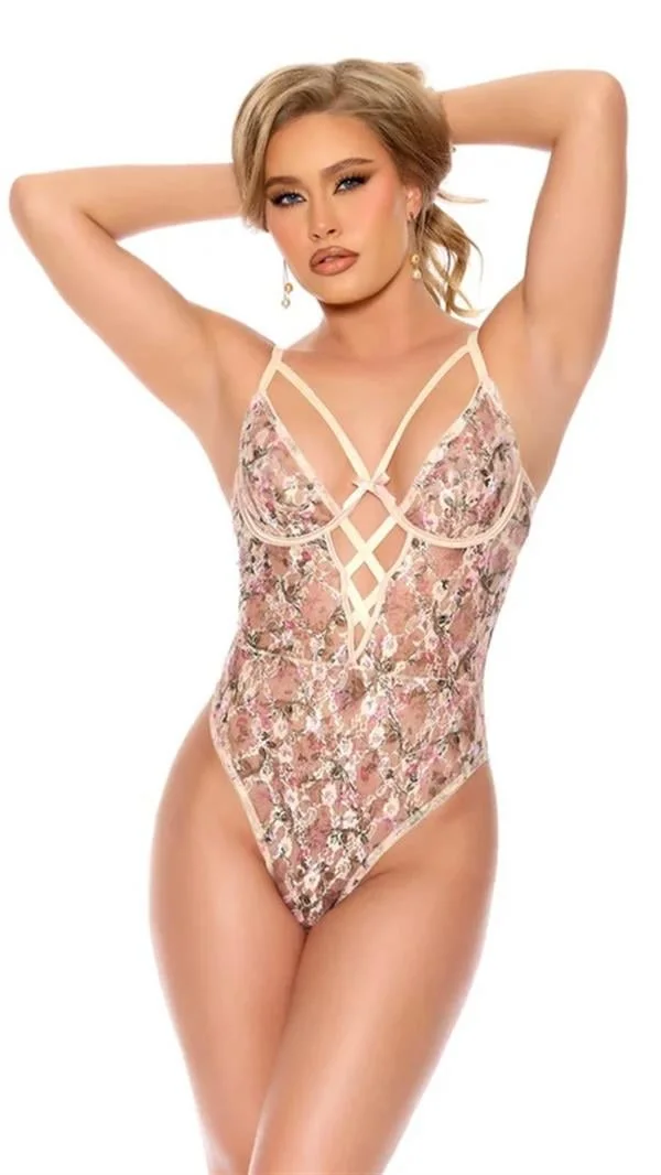 Özel Tasarım Çiçek Desenli Fantezi Body