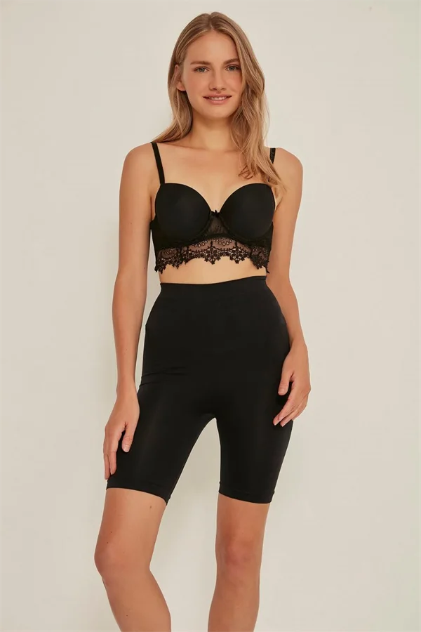 Arias Closet Siyah MI Emay 3005 Soft Uzun Paçalı Boxer Korse