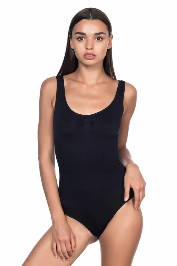 Arias Closet Siyah MI Emay 1924 Soft Kalın Askıllı Çıtçıtlı Body