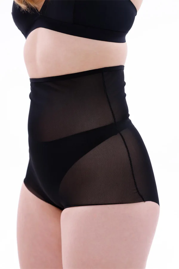 Siyah Lazer Kesim Tül Toparlayıcı Slip Hayalet Külot Korse