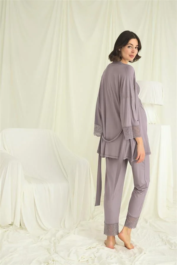 Arias Closet Dantelli Hamile Lohusa 3'lü Pijama Takımı