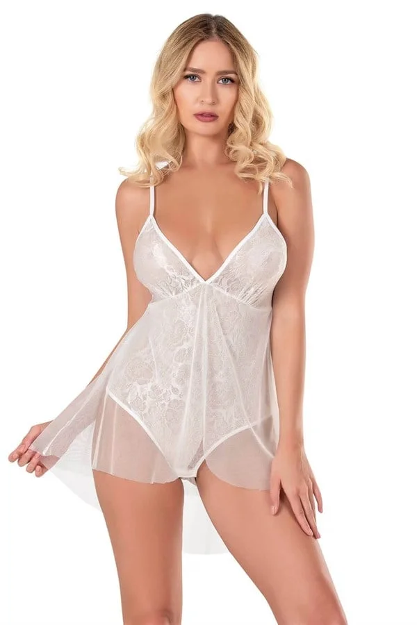 Arias Closet Ekru Jakarlı Bodysuit Gecelik