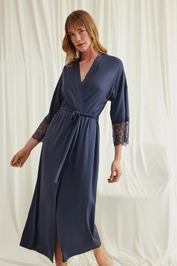 Arias Closet Dantelli ve Kuşaklı Sabahlık