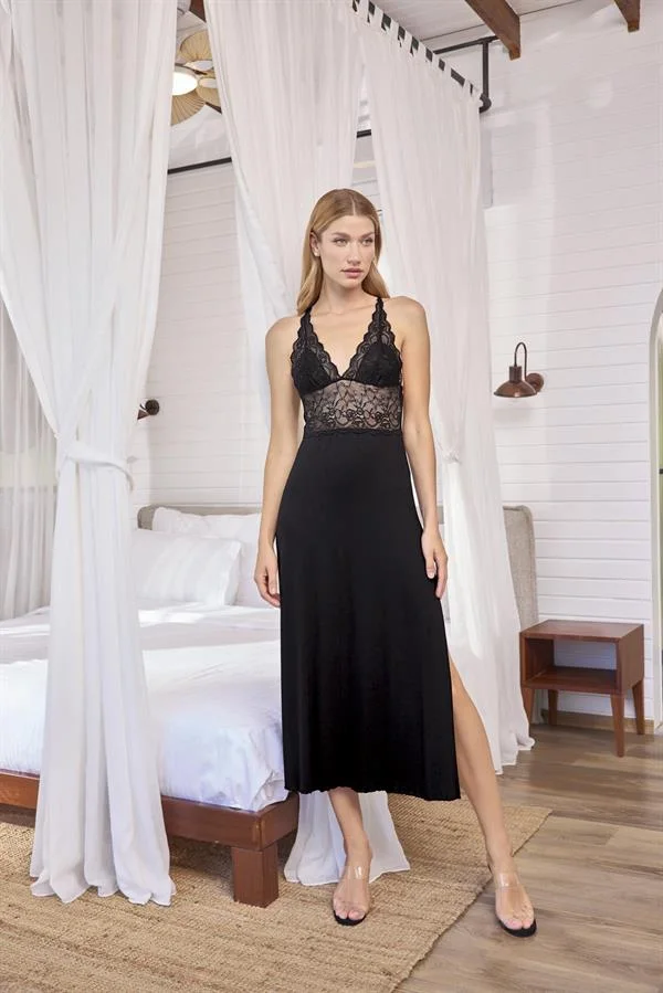 Arias Closet Göğüs ve Sırt Dekolteli Dantelli Sabahlık Takımı