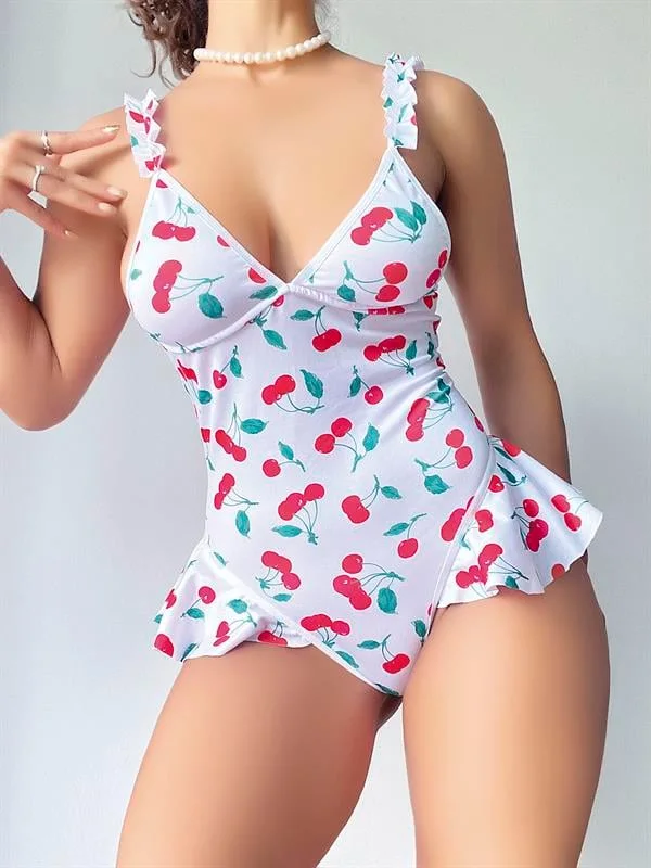 Arias Closet Vişne Desenli Fantezi Body