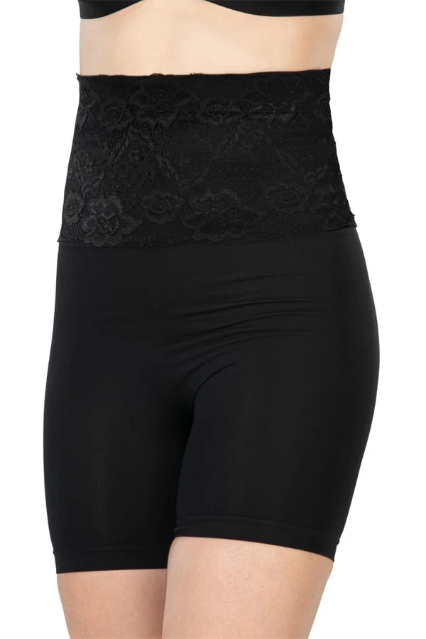 Arias Closet Siyah MI Emay 2091 Önü Dantelli Yüksek Bel Boxer Korse