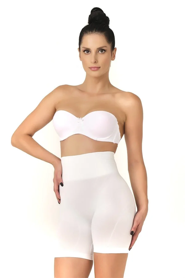 Beyaz Düşük Bel Double Pantalon Korse