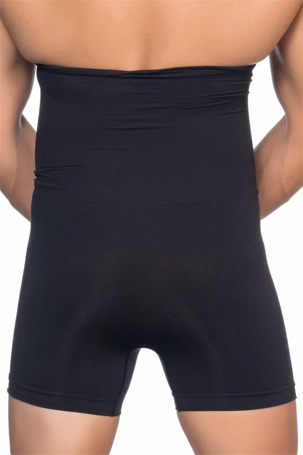 Siyah Seamless Toparlayıcı Erkek Yüksek Bel Double Boxer Korse